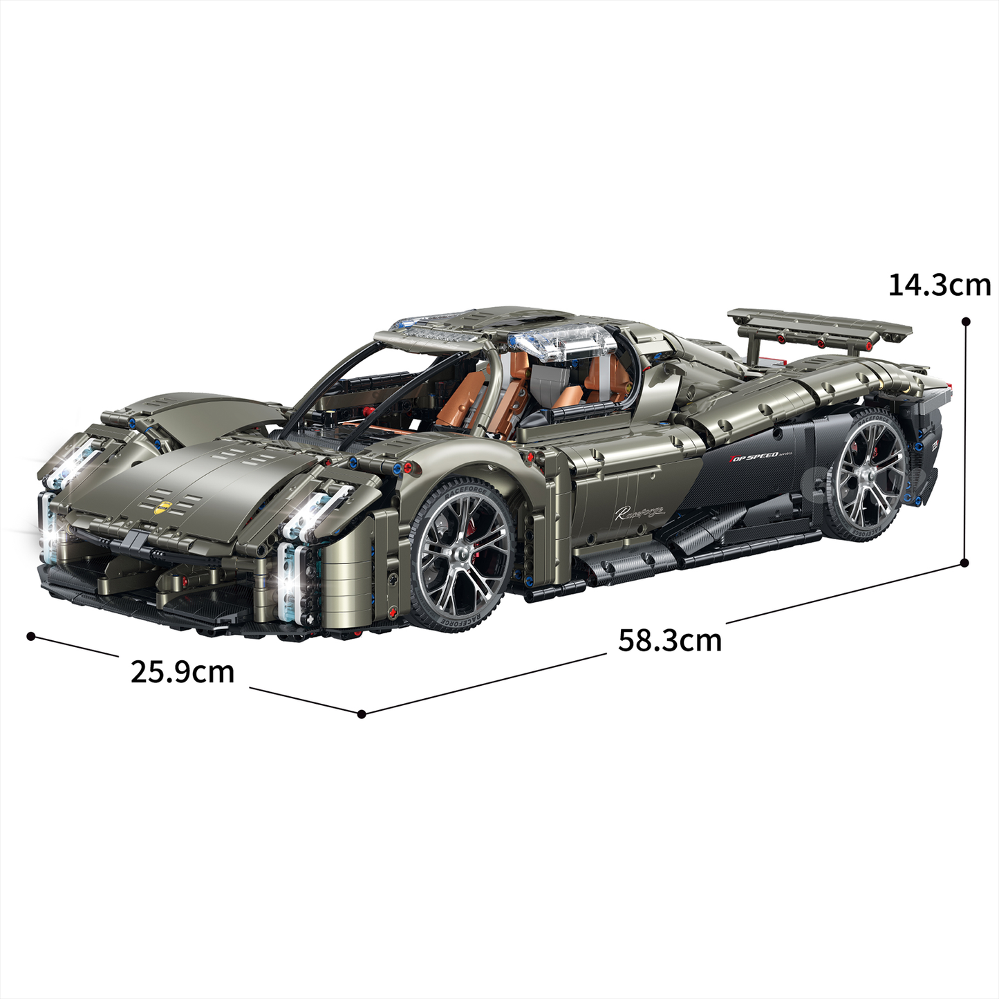 1:8 Concept Supercar Building Set — Gunmetal Grey