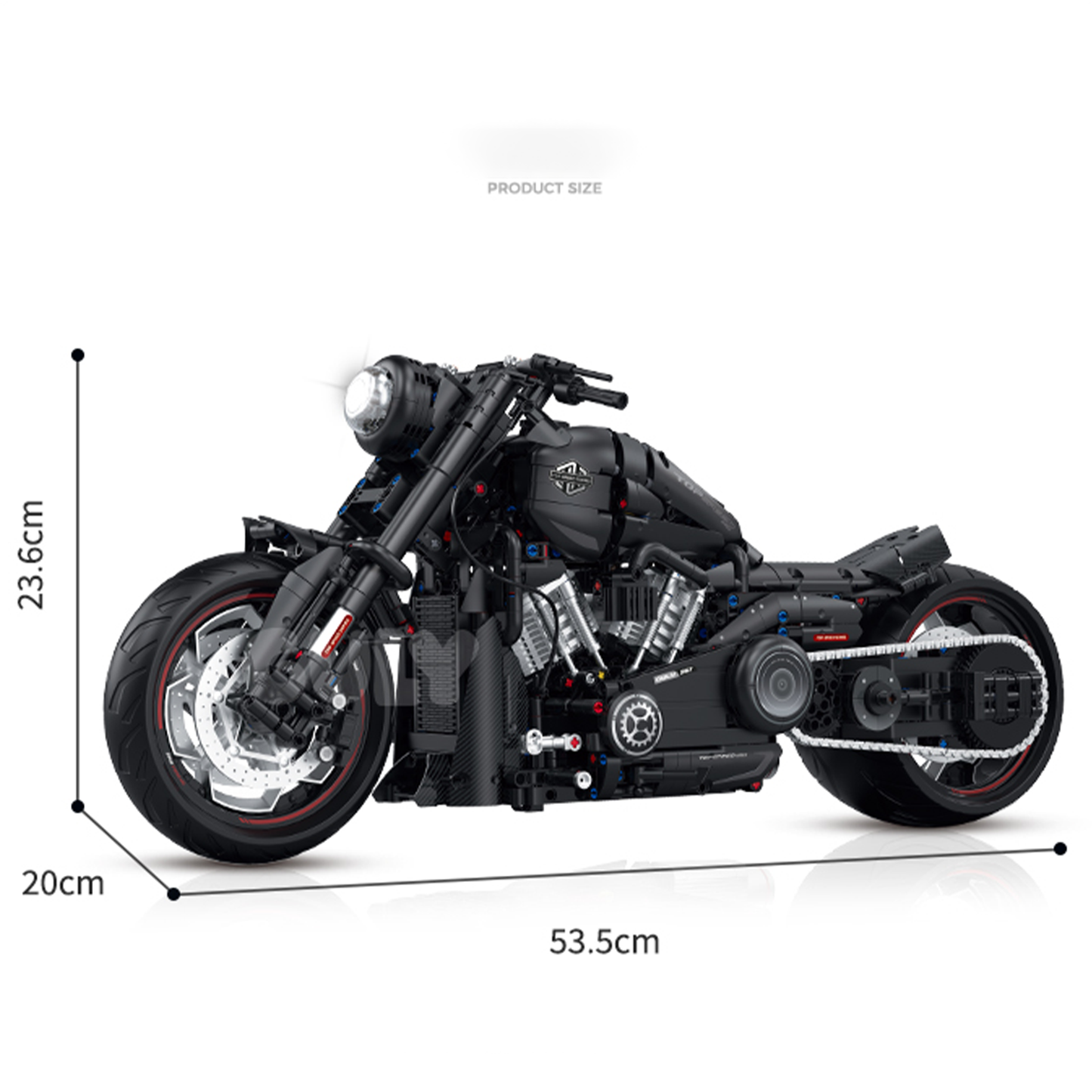 1:5 Matte-Black Custom Cruiser Motorcycle Building Kit