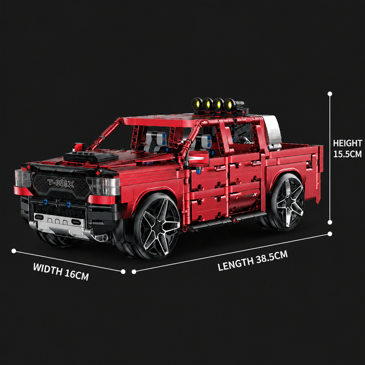 1:14 RC Off-Road Pickup Truck Building Set — Electroplated Red