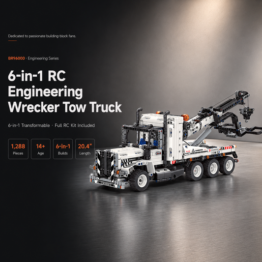 6-in-1 RC Engineering Wrecker Tow Truck Building Set