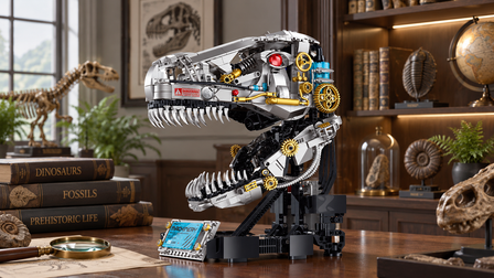 Unleash a Roaring Mechanical Fossil on Your Desk — Dinosaur Skull Build BR0005