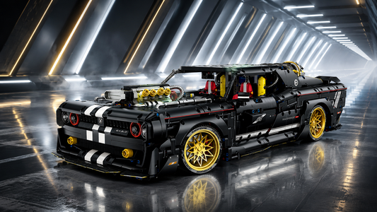 BR10637 Black Warrior Muscle Car BUILD: 1:8 Brick Model With Steam Exhaust Upgrade Path