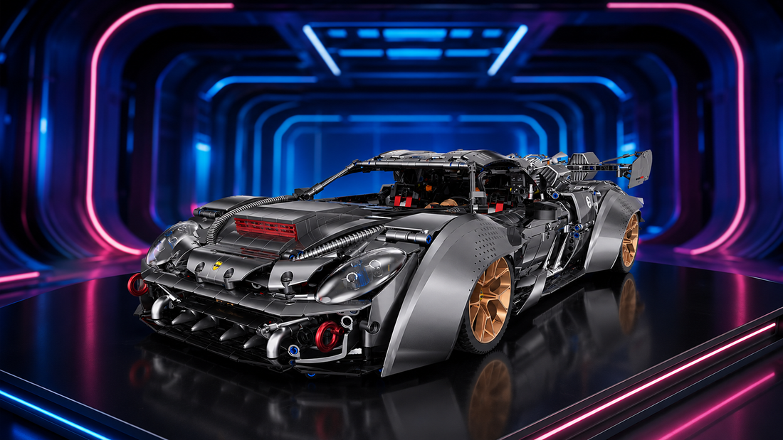 BR10629 Electroplated 1:8 Supercar: 3,903 Pieces of Gunmetal Engineering