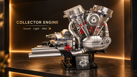 Build a Running V-Twin Engine You Can See Through — 867 Pieces, 4 Speeds, Mist & Sound