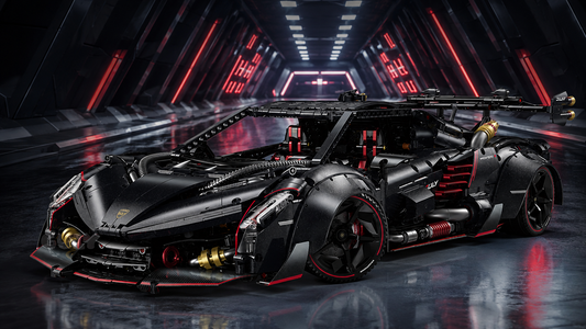 BR10639 1:8 Meteorite Black Concept Hypercar Building Set | RC Upgradeable Brick Model