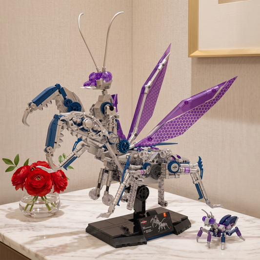 BR0017 BRICKROYAL Cyber Mechanical Mantis Brick 14+ STEM Toy with Posable Claws & Optional Remote Kit