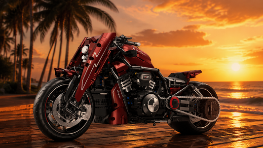 Candy-Red Electroplate, Lit Headlight, Three Gears to Shift — The 1:5 Statement Build BR60541