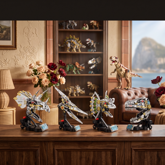 BrickRoyal DinoMech Series | Motorized Dinosaur Skull Building Blocks Collection