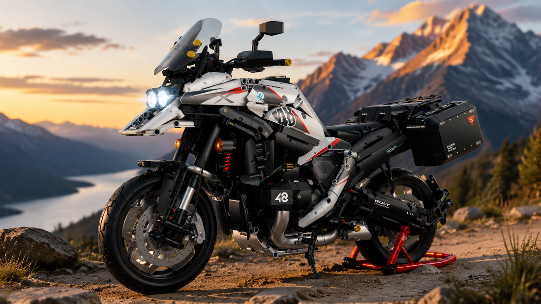 🏍️ BR60548: Build a 1:5 Adventure Touring Motorcycle with Lit Headlight & Openable Luggage