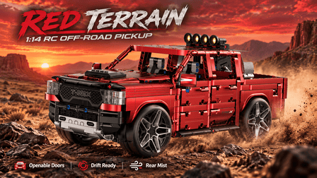 BR10633 1:14 RC Off-Road Pickup – Electroplated Red with 360° Drift - BrickRoyal