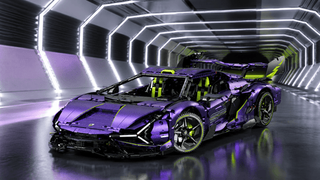 BR10635 Comet Purple Supercar BUILD: 1:8 Convertible Brick Model With RC Upgrade Potential - BrickRoyal