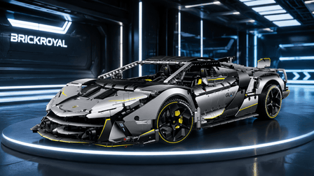 BR10638 1:8 Concept Supercar Building Set | Electroplated Silver RC Upgrade Brick Model - BrickRoyal