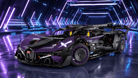 BR10643 1:8 Futuristic Hypercar Building Set – Noir Purple with Spray Exhaust & Lifting Chassis - BrickRoyal