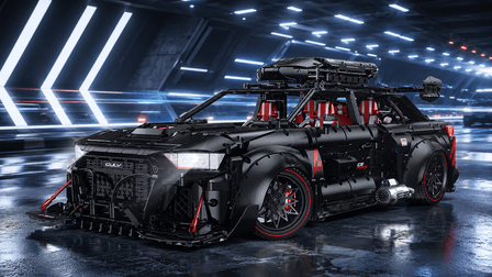 BR10645 Widebody Wagon Building Set – Matte Black Tuner Estate with Electric Tailgate - BrickRoyal