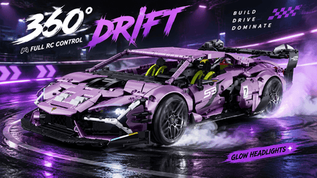 BR10653 1:10 RC Drift Hypercar – 360° Drift & Glow-in-the-Dark Headlights - BrickRoyal