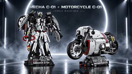 BR60520 2-in-1 Motorcycle-Mecha Convertible Set – 1:5 Scale with 4-Speed Gearbox - BrickRoyal
