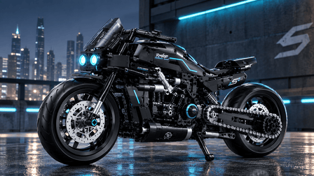 Low. Matte. Cyan-Edged. Chain-Driven. The Muscle Cruiser Build BR60546 - BrickRoyal