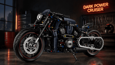 Matte Navy, Red Rims, Moving Pistons — The Darkest Power Cruiser Build BR60517 - BrickRoyal