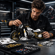 1:5 Pearl-White Custom Cruiser Motorcycle Building Kit