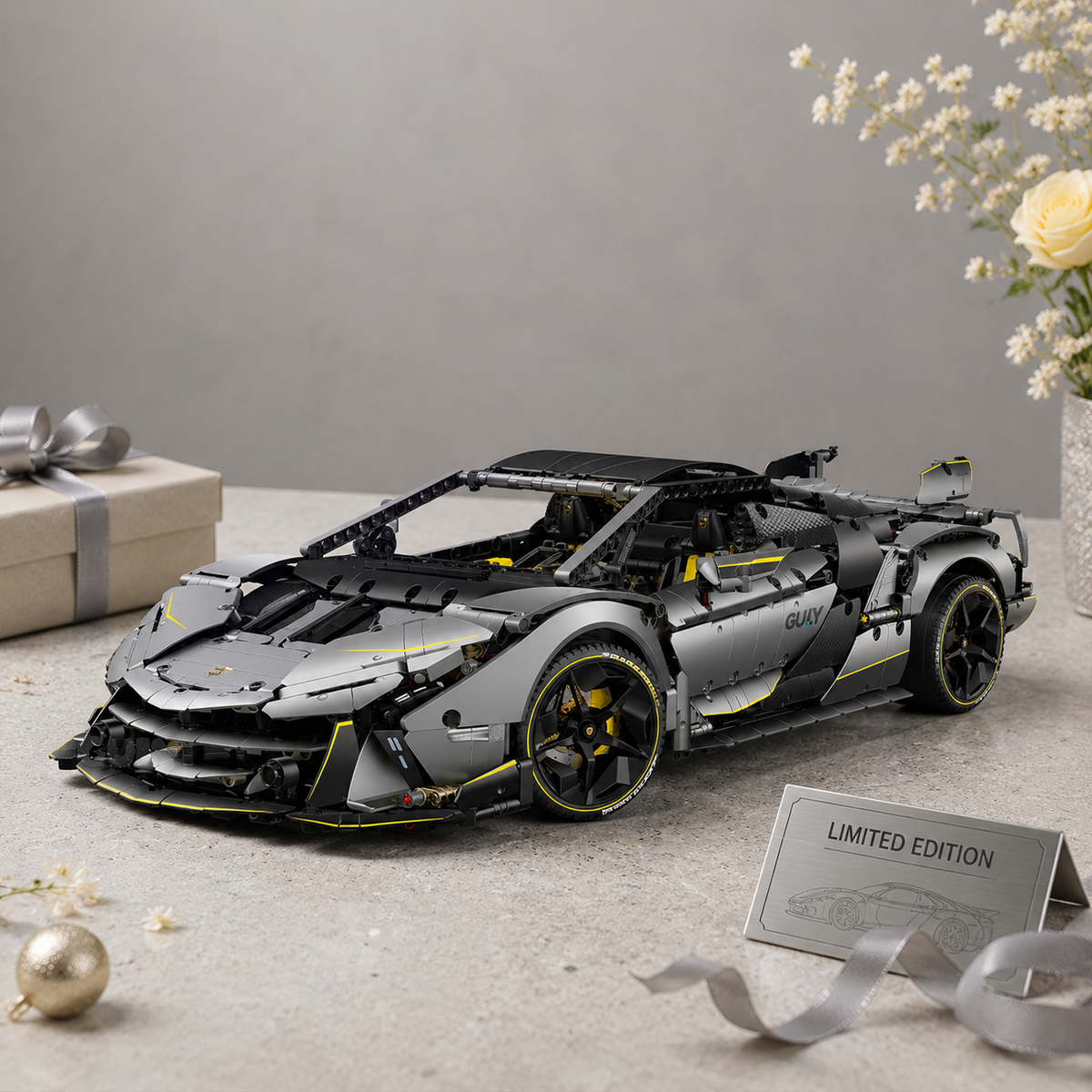1:8 Concept Supercar Building Set — Electroplated Silver