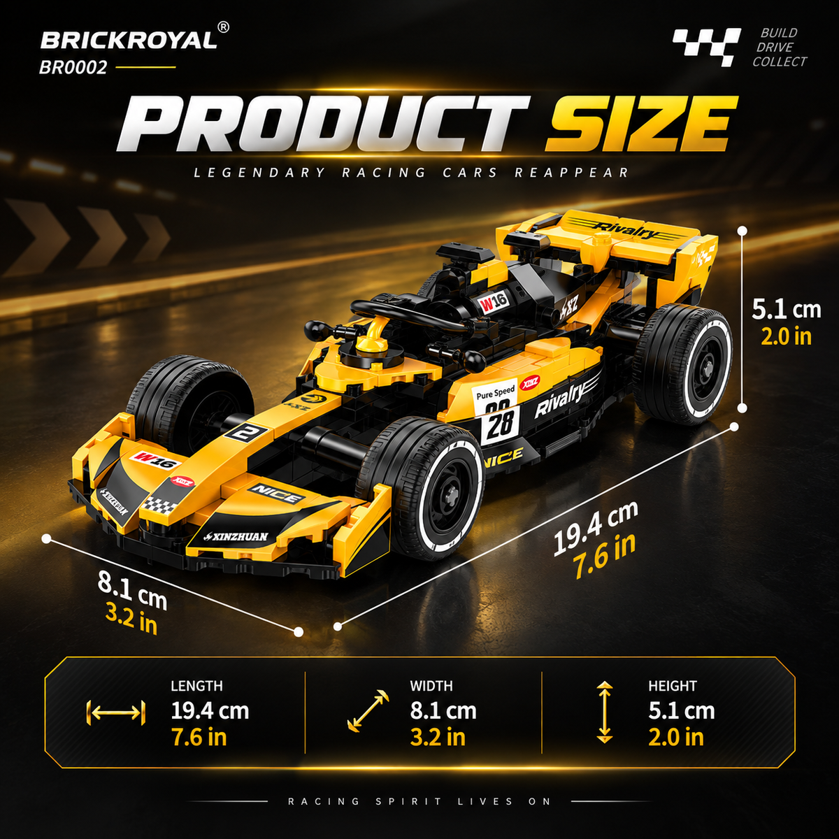 Formula Racing Car Building Set — Yellow/Black