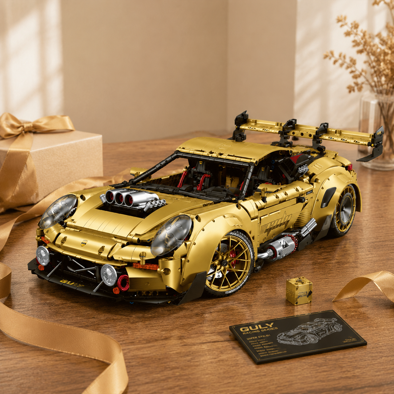 1:8 Widebody GT Supercar Building Set — Electroplated Gold