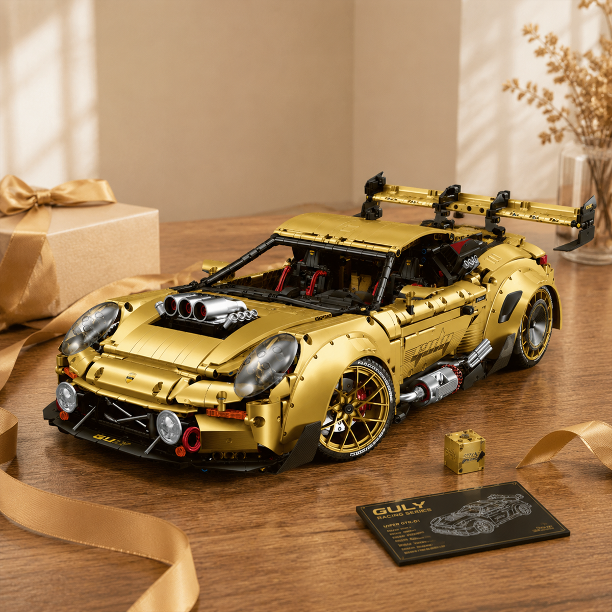1:8 Widebody GT Supercar Building Set — Electroplated Gold