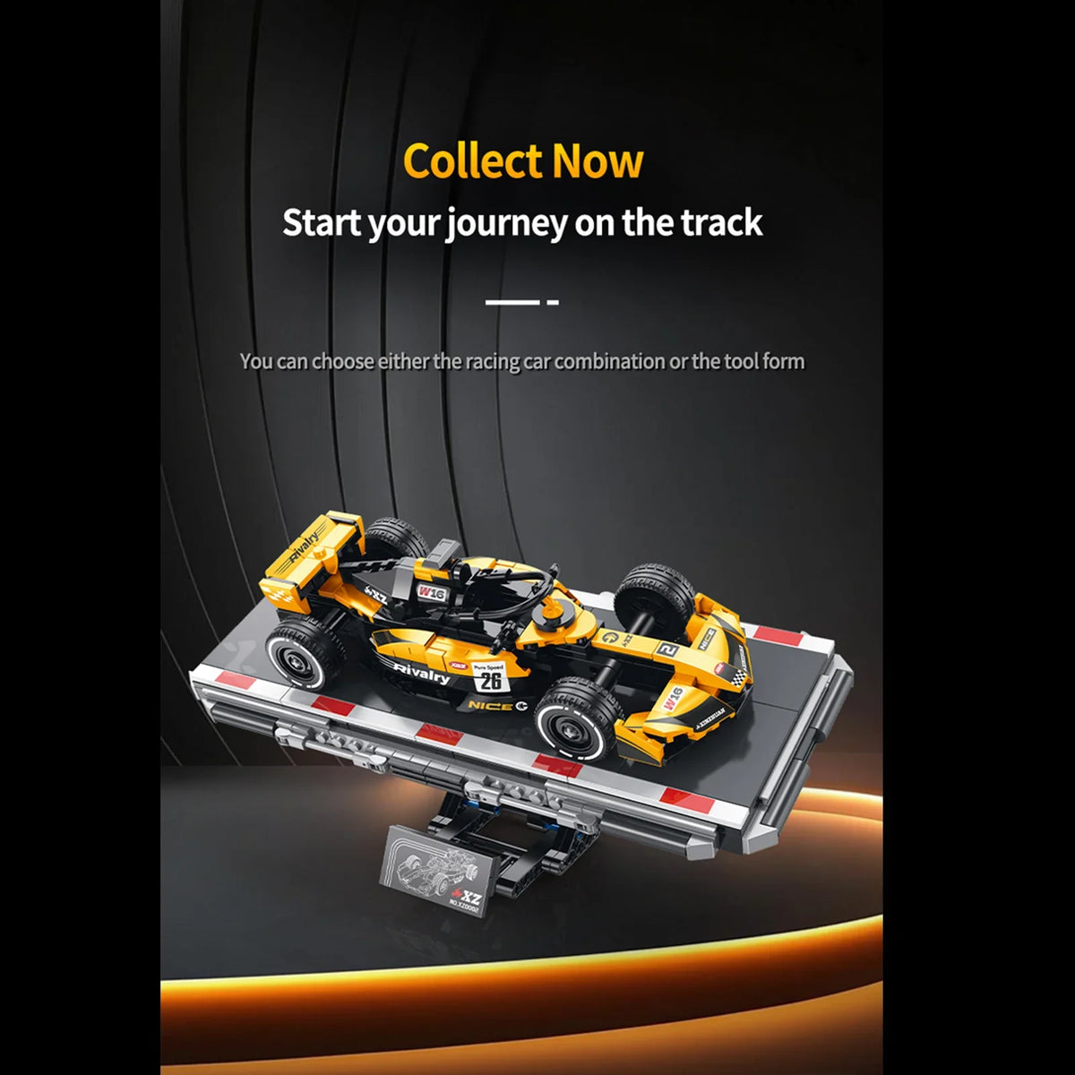 Formula Racing Car Building Set — Yellow/Black