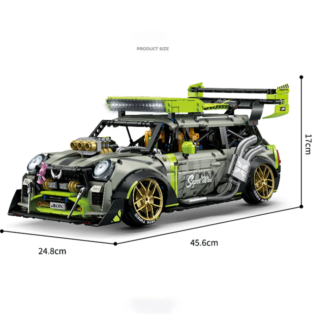 1:10 Wide-Body Drift Stunt Car Building Set — Army Green