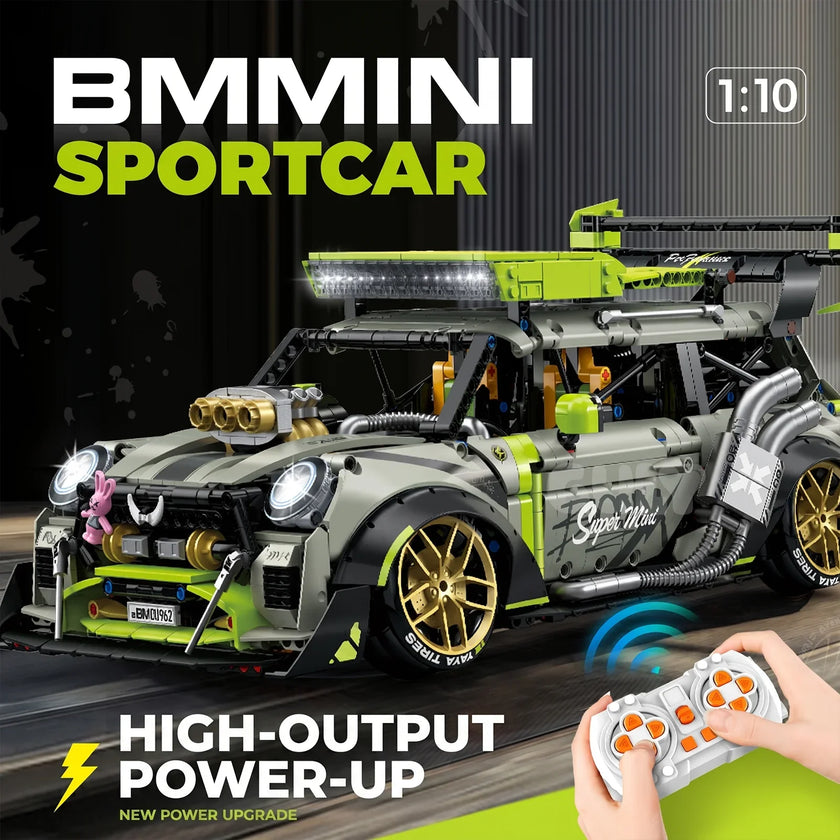 1:10 Wide-Body Drift Stunt Car Building Set — Army Green