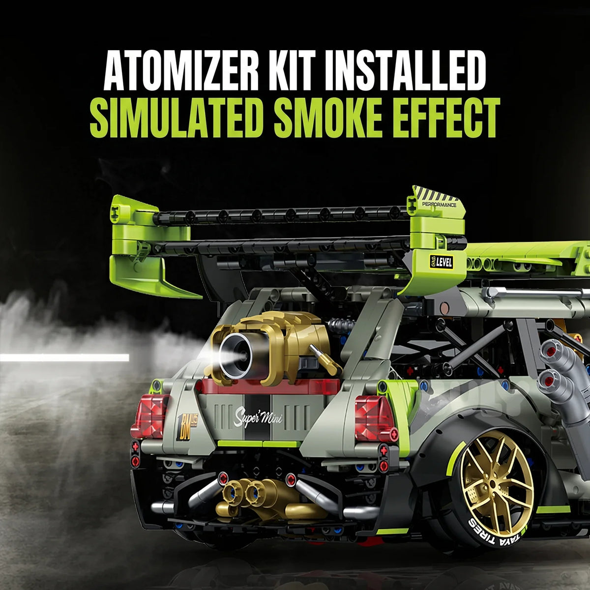1:10 Wide-Body Drift Stunt Car Building Set — Army Green