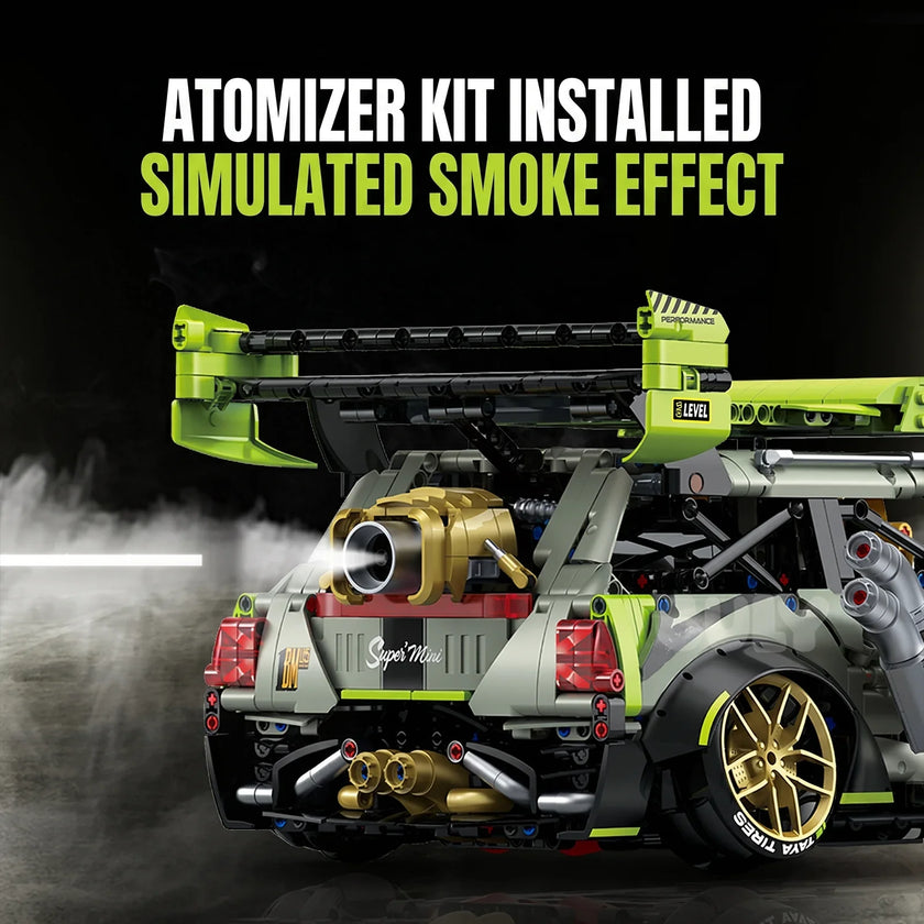 1:10 Wide-Body Drift Stunt Car Building Set — Army Green