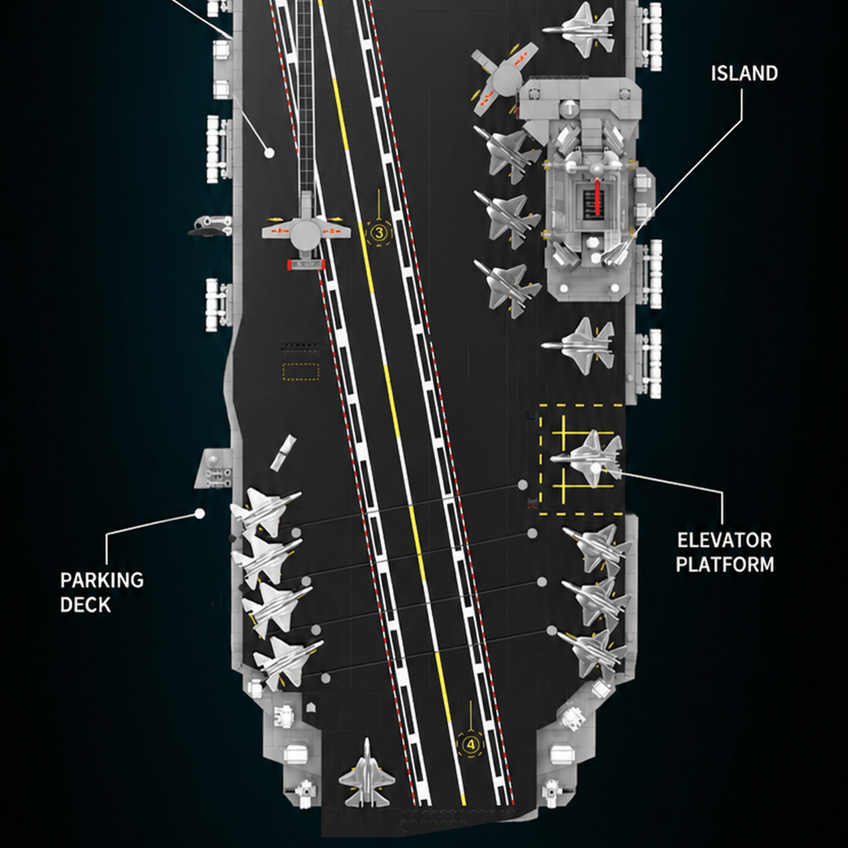 1:250 Scale 003 Fujian Aircraft Carrier Building Block Set | Mechanical Building Kits | BrickRoyal