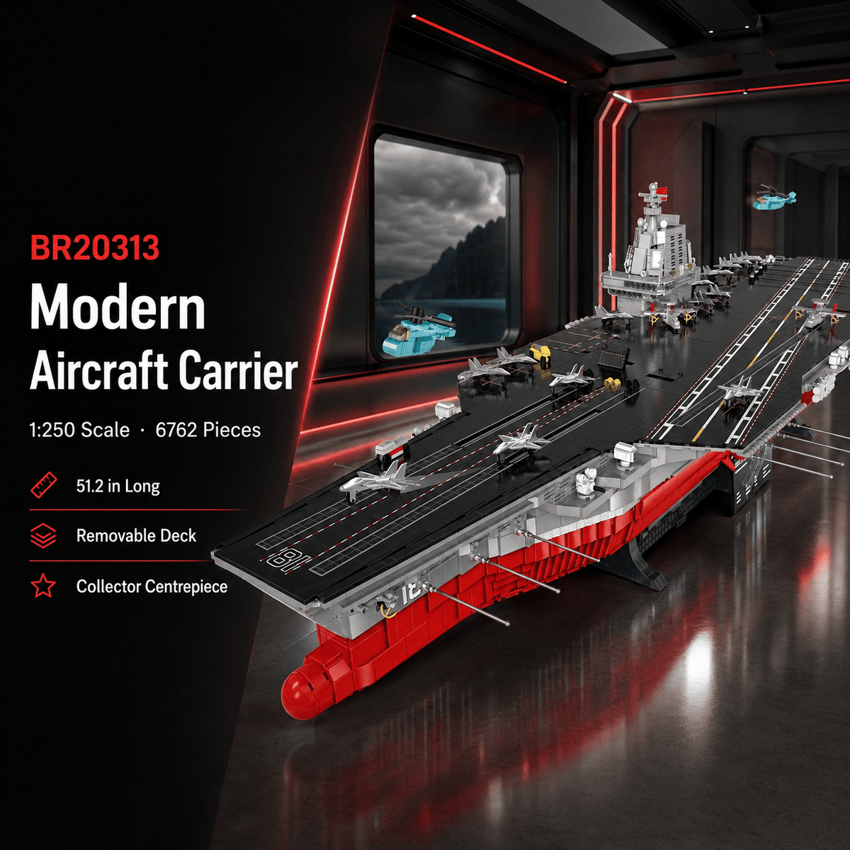 1:250 Scale 003 Fujian Aircraft Carrier Building Block Set | Mechanical Building Kits | BrickRoyal