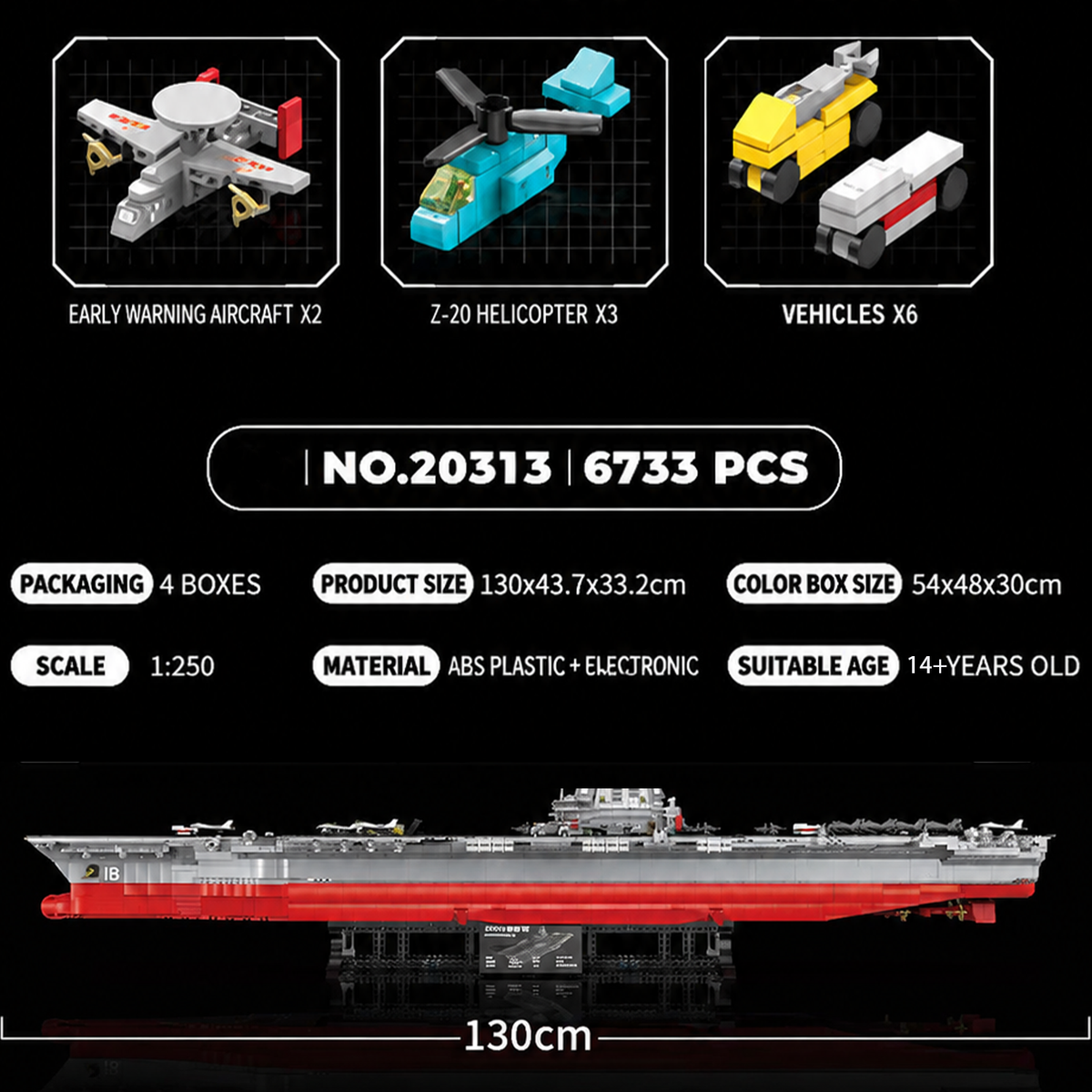 1:250 Scale 003 Fujian Aircraft Carrier Building Block Set