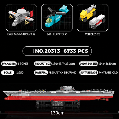 1:250 Scale 003 Fujian Aircraft Carrier Building Block Set