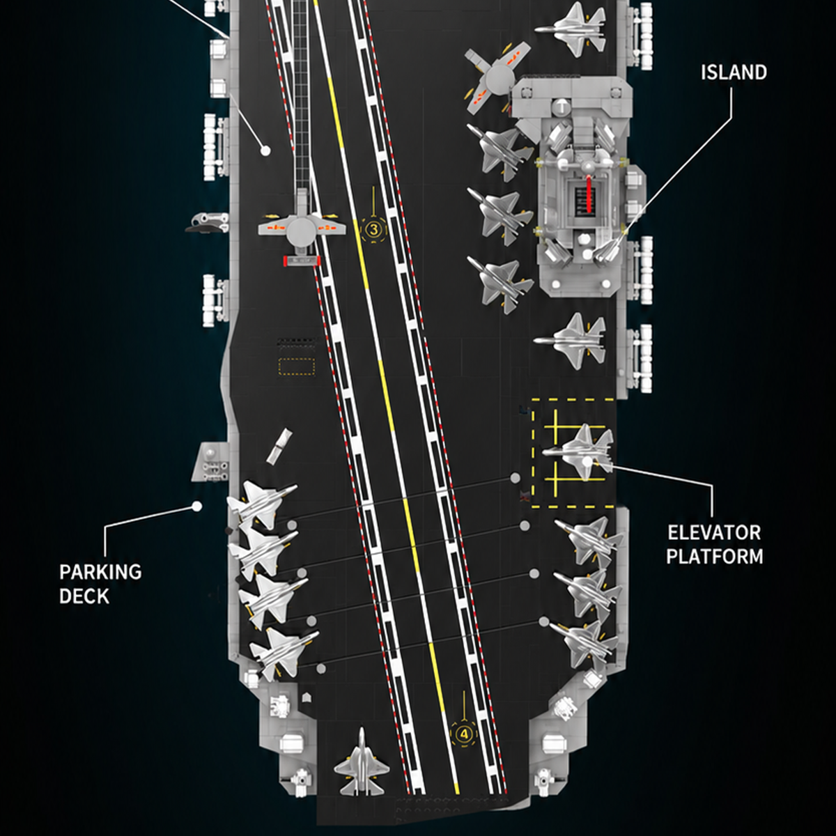 1:250 Scale 003 Fujian Aircraft Carrier Building Block Set