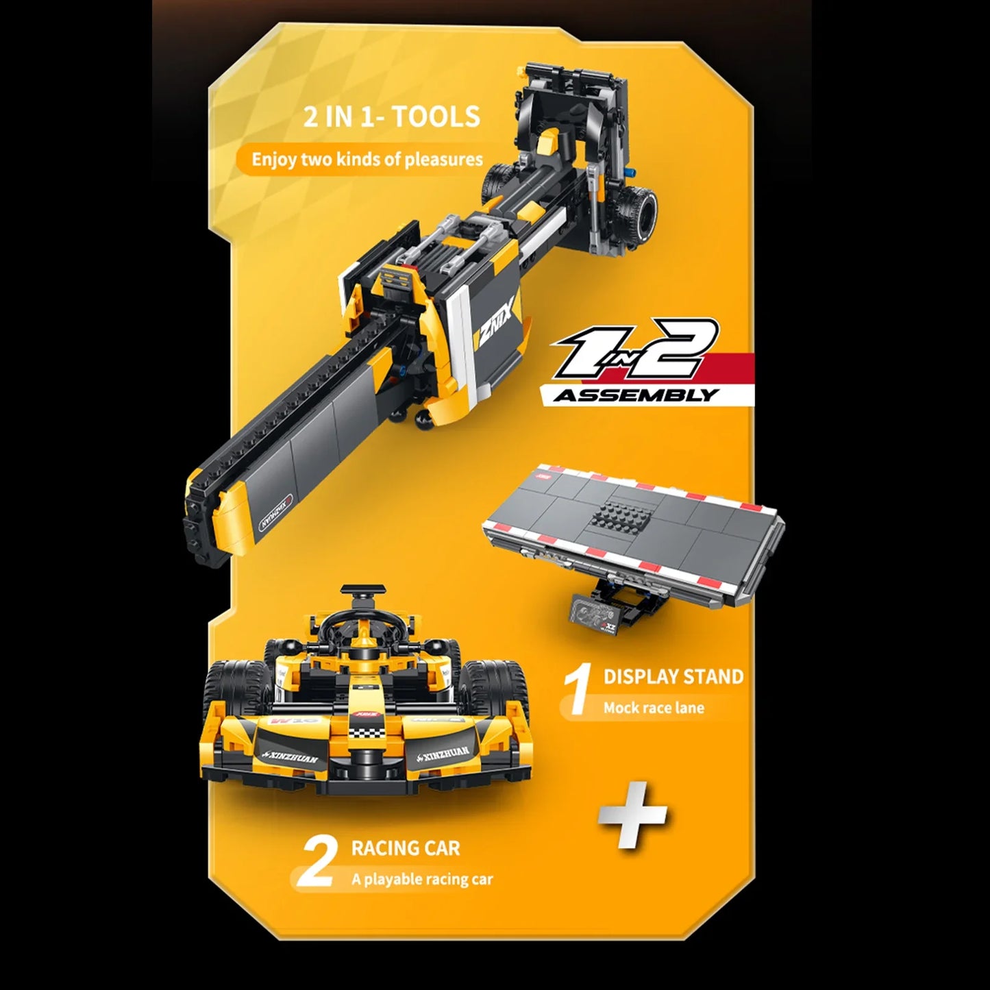 Formula Racing Car Building Set — Yellow/Black