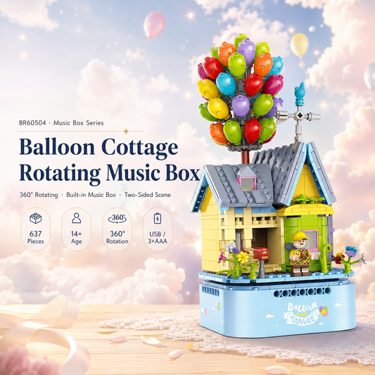 Balloon Cottage Rotating Music Box Building Set
