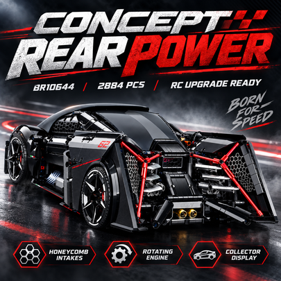 1:8 Concept Supercar Building Set — Samurai Black