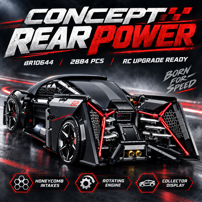 1:8 Concept Supercar Building Set — Samurai Black