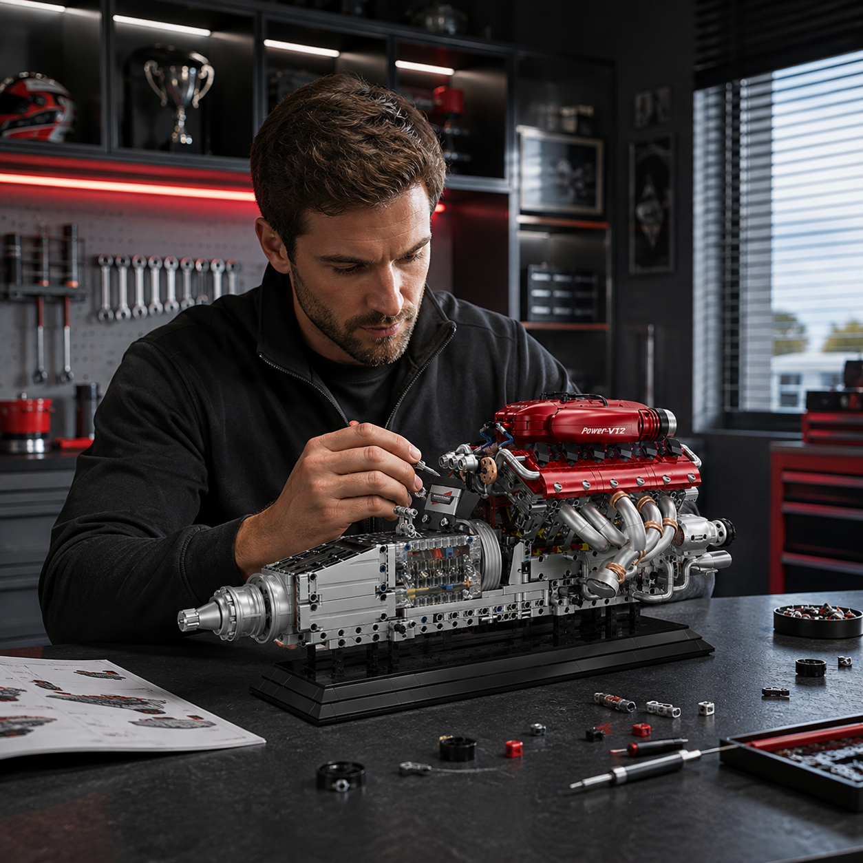 Motorized V12 Engine Building Model Kit