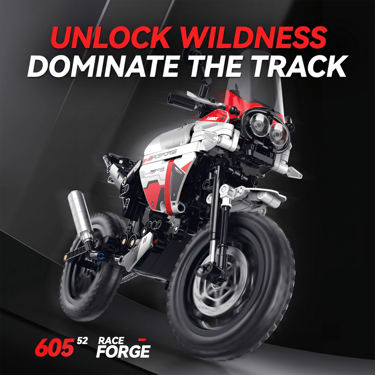 1:8 Off-Road Adventure Motorcycle Building Kit | Mechanical Building Kits | BrickRoyal