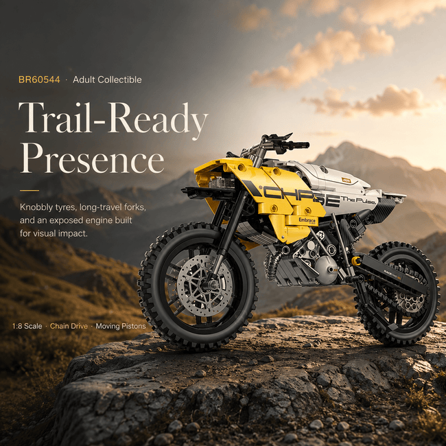 1:8 Off-Road Enduro Motorcycle Building Kit | Mechanical Building Kits | BrickRoyal