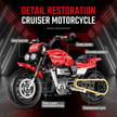 1:8 Red Power-Cruiser Motorcycle Building Kit | Mechanical Building Kits | BrickRoyal