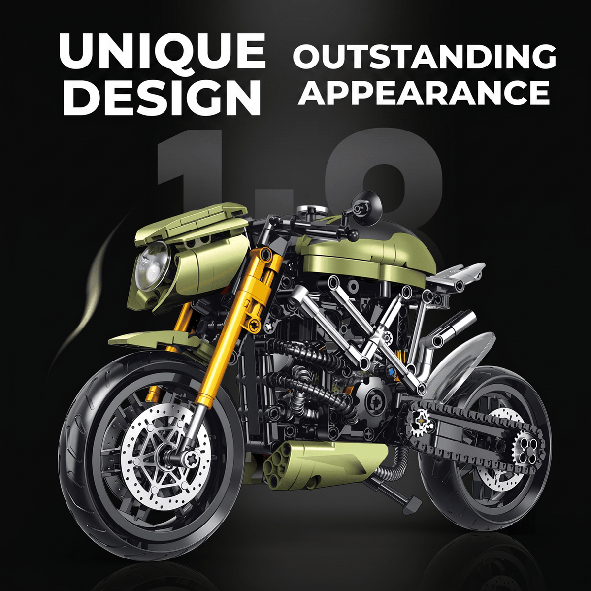 1:8 Streetfighter Motorcycle Building Kit | Mechanical Building Kits | BrickRoyal