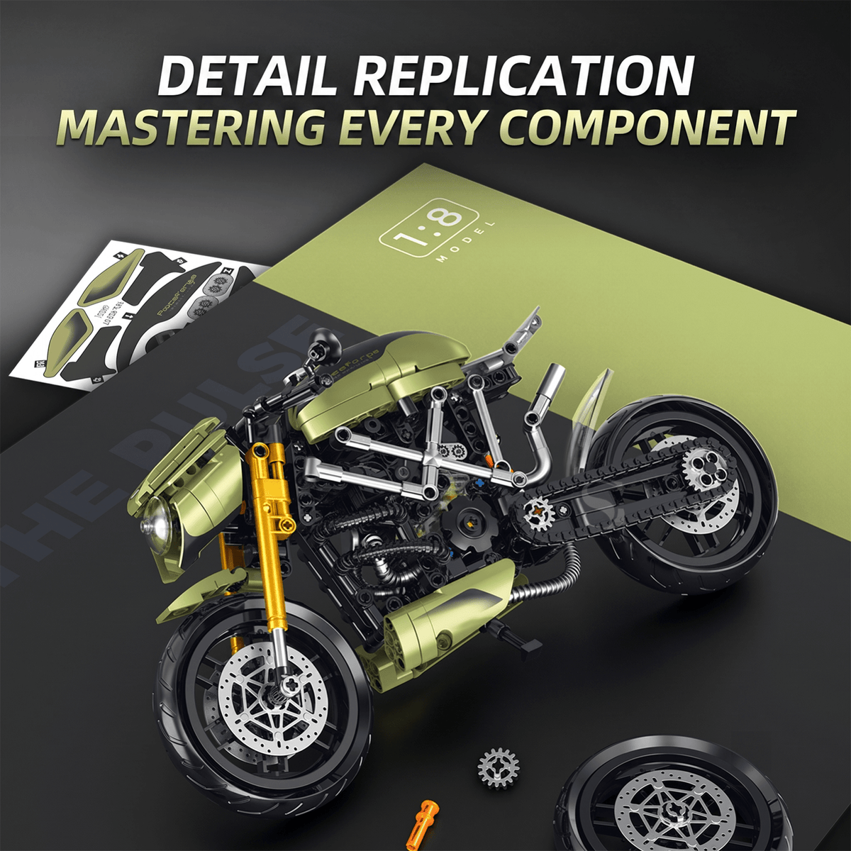 1:8 Streetfighter Motorcycle Building Kit | Mechanical Building Kits | BrickRoyal