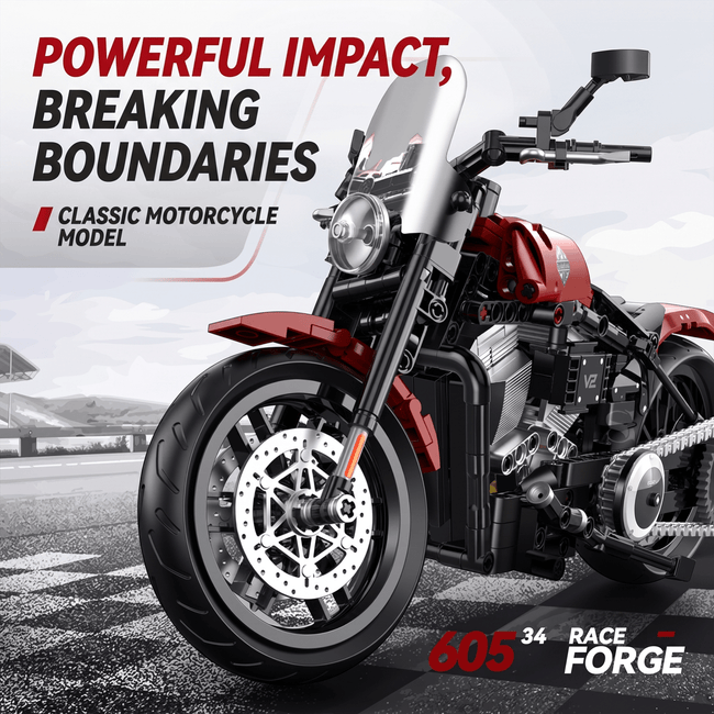 1:8 Touring Cruiser Motorcycle Building Kit | Mechanical Building Kits | BrickRoyal