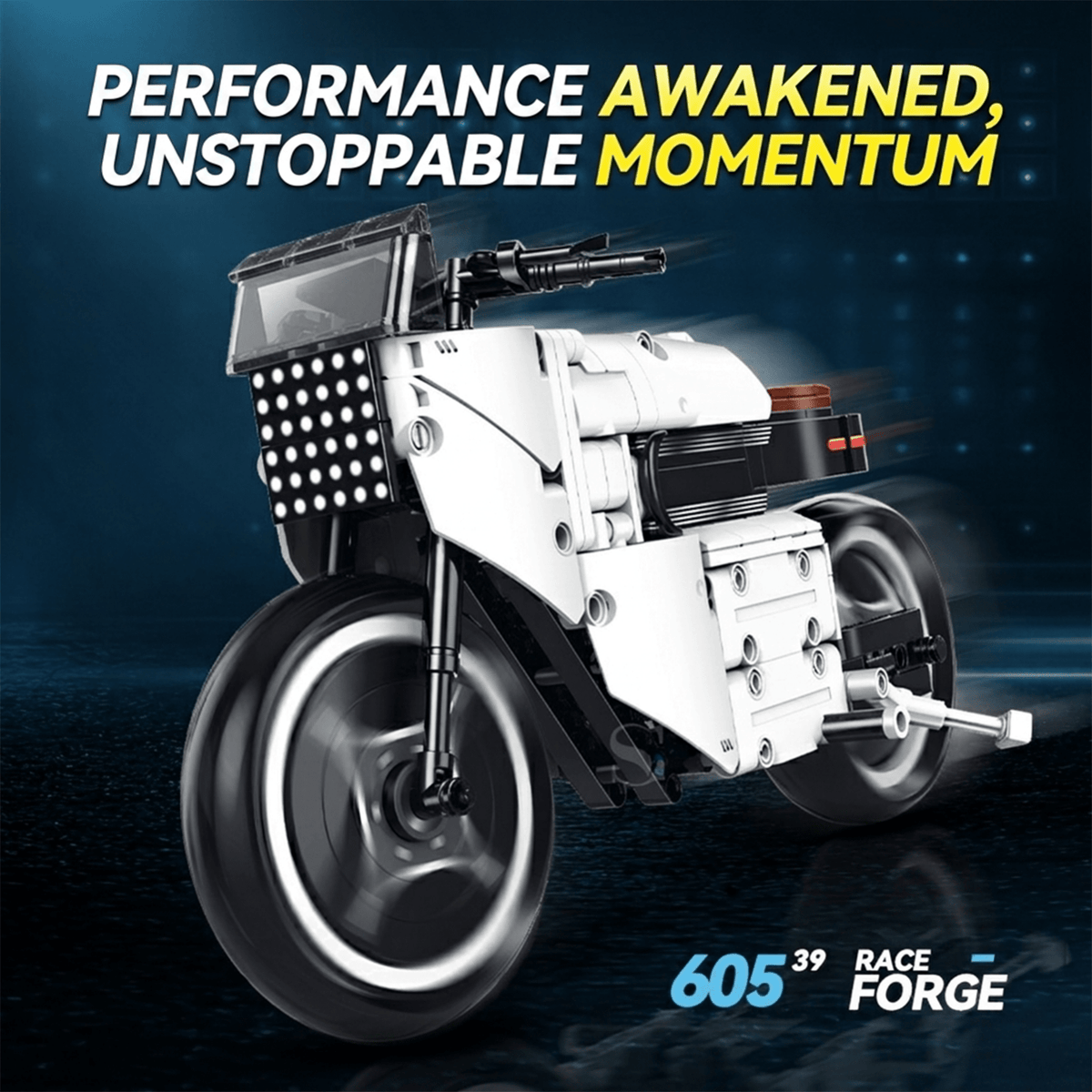 1:8 Urban Roadster Motorcycle Building Kit | Mechanical Building Kits | BrickRoyal