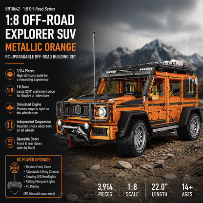 1:8 Off-Road Explorer SUV Building Set — Metallic Orange